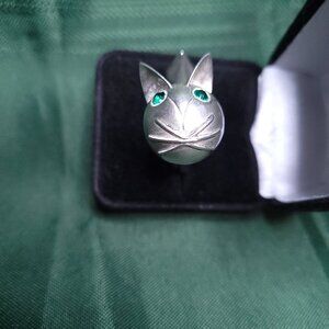 Vintage Silver Cat Key Ring